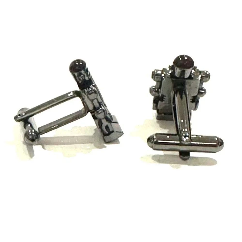 Retro Robot Cufflinks – Gunmetal Silver-Tone
